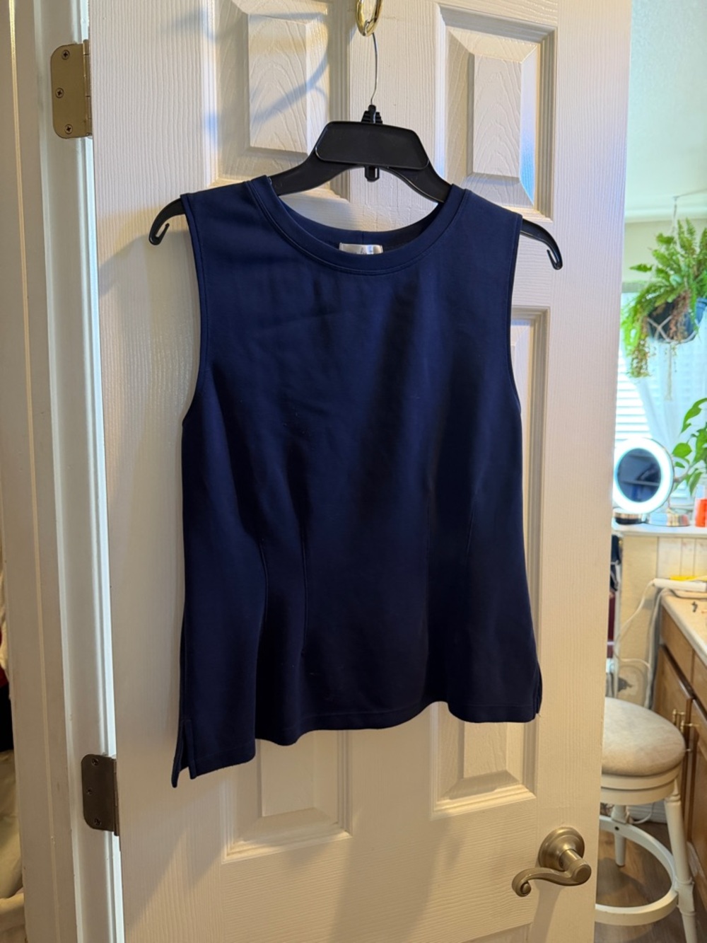 nine britton Navy Sleeveless Crewneck Tank Top